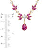 Thumbnail Image 2 of Multi-Shaped Lab-Created Ruby and White Sapphire Flower Necklace in Sterling Silver and 18K Gold Plate - 17"