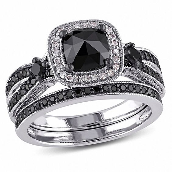 18kt Square Black Diamond Ring – Nehita Jewelry