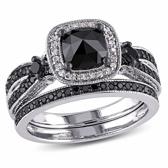 11/2 CT. T.W. CushionCut Enhanced Black and White