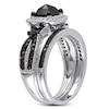 Thumbnail Image 2 of 1-1/2 CT. T.W. Cushion-Shaped Black and White Diamond Square Frame Bridal Set in Sterling Silver