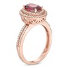 Thumbnail Image 2 of Oval Rhodolite Garnet and 1/2 CT. T.W. Diamond Double Frame Engagement Ring in 14K Rose Gold