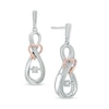 Thumbnail Image 0 of Diamond Accent Infinity Heart Drop Earrings in Sterling Silver and 10K Rose Gold