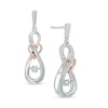 Thumbnail Image 1 of Diamond Accent Infinity Heart Drop Earrings in Sterling Silver and 10K Rose Gold