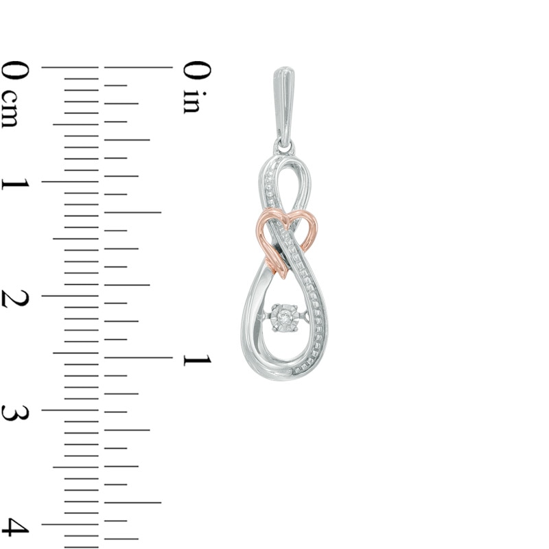 Main Image 2 of Diamond Accent Infinity Heart Drop Earrings in Sterling Silver and 10K Rose Gold