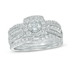 Thumbnail Image 0 of 1-1/10 CT. T.W. Diamond Cushion Frame Multi-Row Bridal Set in 10K White Gold