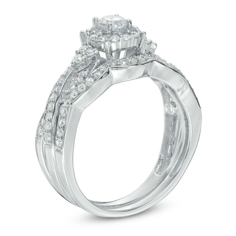 Main Image 2 of 5/8 CT. T.W. Diamond Frame Twist Bridal Set in 10K White Gold