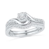 Thumbnail Image 0 of 1/4 CT. T.W. Diamond Swirl Frame Bridal Set in Sterling Silver
