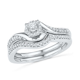 1/4 CT. T.W. Diamond Swirl Frame Bridal Set in Sterling Silver | Zales