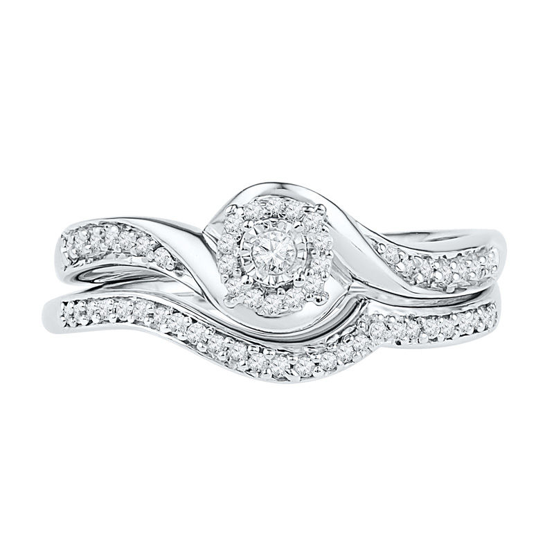 1/4 CT. T.W. Diamond Swirl Frame Bridal Set in Sterling