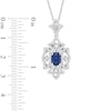 Thumbnail Image 2 of Oval Lab-Created Blue and White Sapphire Vintage-Style Pendant in Sterling Silver