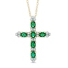 Thumbnail Image 0 of Lab-Created Green Spinel Doublet and White Sapphire Cross Pendant in Sterling Silver and 14K Gold Plate