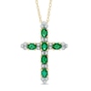 Thumbnail Image 1 of Lab-Created Green Spinel Doublet and White Sapphire Cross Pendant in Sterling Silver and 14K Gold Plate