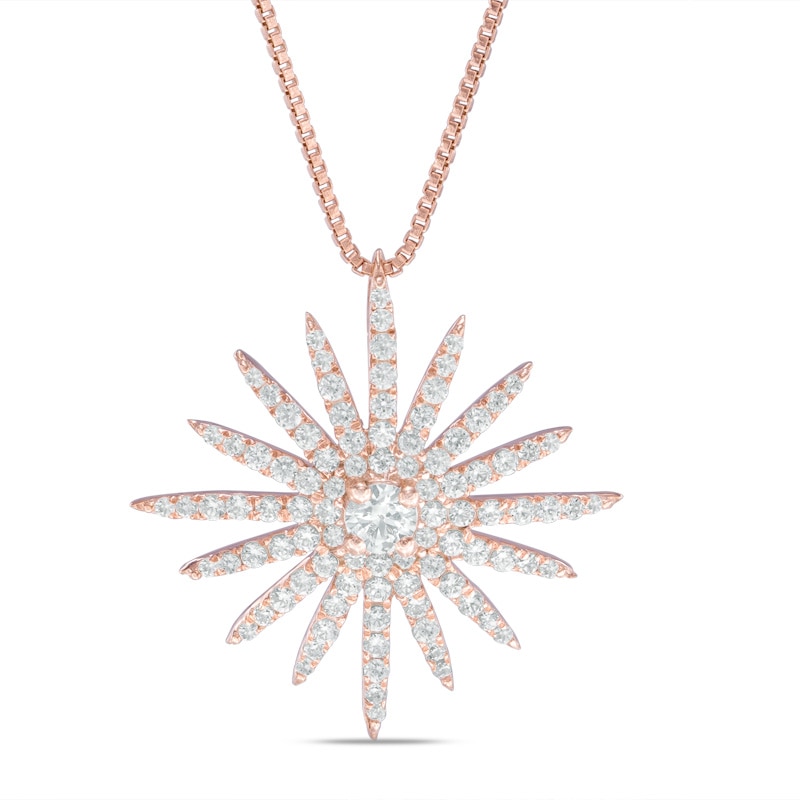 5/8 CT. T.W. Diamond Starburst Fashion Pendant in 14K Rose Gold