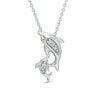 Thumbnail Image 0 of Diamond Accent Motherly Love Dolphin Pendant in 10K White Gold