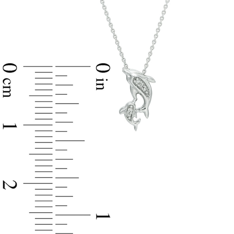 Diamond Accent Motherly Love Dolphin Pendant in 10K White Gold
