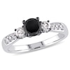 Thumbnail Image 0 of 3/4 CT. Black Diamond and Lab-Created White Sapphire Three Stone Engagement Ring in Sterling Silver
