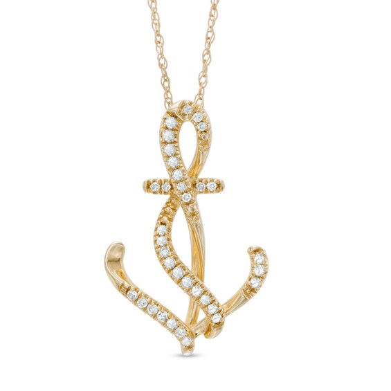1/10 CT. T.W. Diamond Abstract Anchor Pendant in 10K Gold Zales