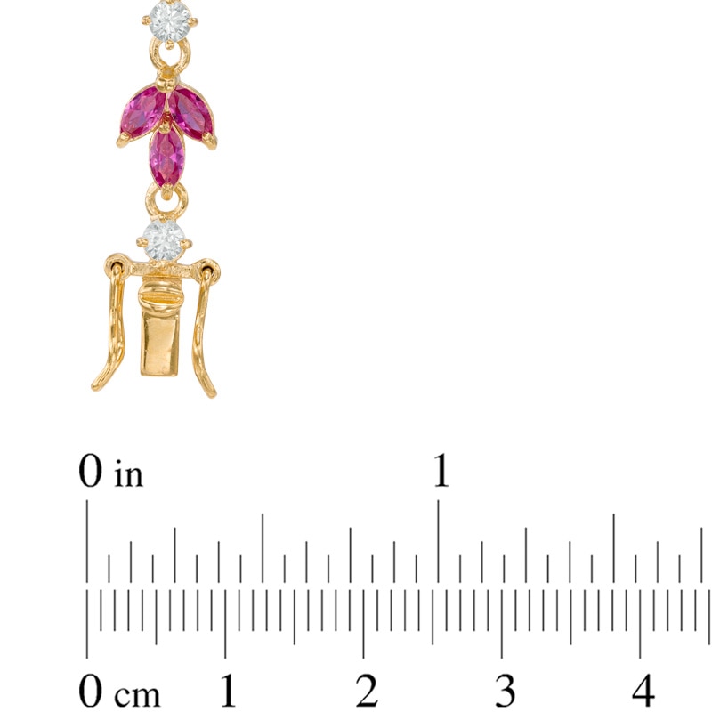 Main Image 2 of Lab-Created Ruby and White Sapphire Flower Bracelet in Sterling Silver and 18K Gold Plate - 7.25&quot;