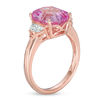 Thumbnail Image 2 of Lab-Created Pink Sapphire and White Sapphire Ring in Sterling Silver and 14K Rose Gold Plate