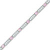 Thumbnail Image 0 of Lab-Created Pink Sapphire and White Sapphire Line Bracelet in Sterling Silver and 18K Rose Gold Plate - 7.25"