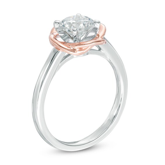 Celebration Ideal 1 CT. Certified Diamond Solitaire Whirlwind Engagement Ring in 14K Two-Tone Gold (I/I1)