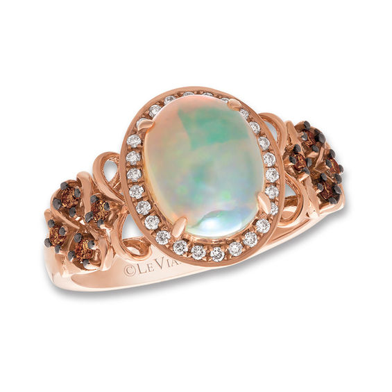 Le Vian Oval Opal And 1 5 Ct T W Diamond Frame Ring In 14k T W Diamond Frame Ring In
