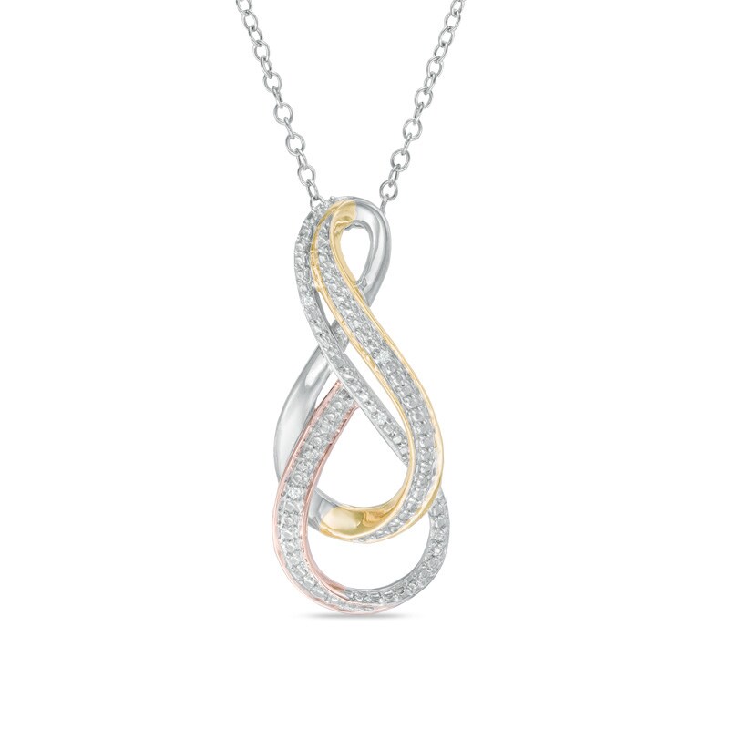 Main Image 1 of Diamond Accent Double Infinity Swirl Pendant in Sterling Silver and 14K Gold Plate