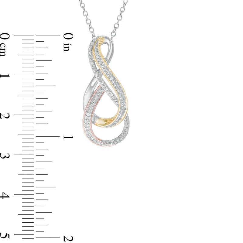 Main Image 2 of Diamond Accent Double Infinity Swirl Pendant in Sterling Silver and 14K Gold Plate