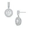 Thumbnail Image 1 of 5.5mm Lab-Created White Sapphire Frame Vintage-Style Drop Earrings in Sterling Silver