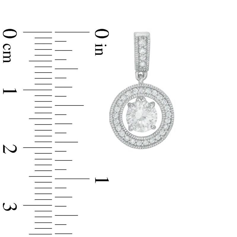 Main Image 2 of 5.5mm Lab-Created White Sapphire Frame Vintage-Style Drop Earrings in Sterling Silver