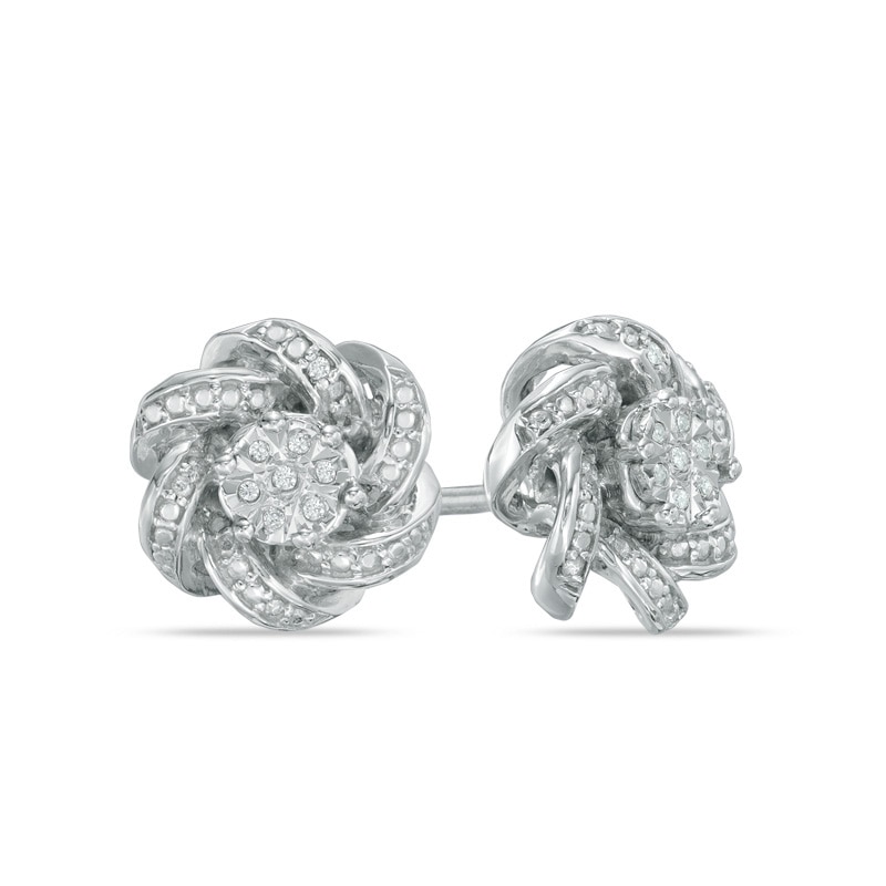 Main Image 1 of Diamond Accent Knot Frame Stud Earrings in Sterling Silver