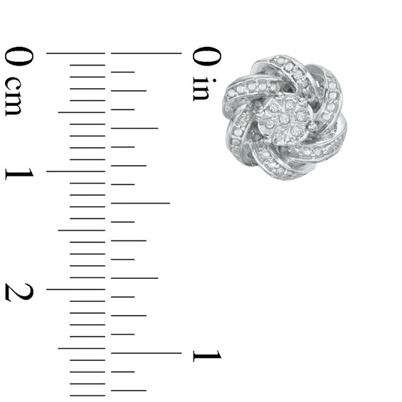 Diamond Accent Knot Frame Stud Earrings in Sterling Silver