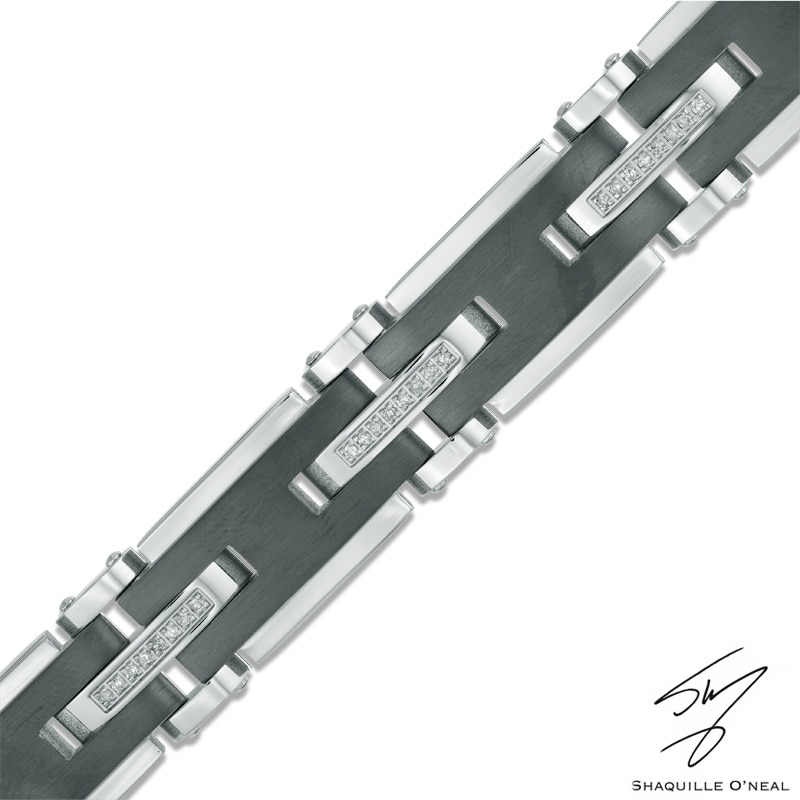 Main Image 1 of 1/3 CT. T.W. Diamond Bracelet in Stainless Steel - 8.5"