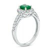 Thumbnail Image 2 of Oval Emerald and 1/2 CT. T.W. Diamond Frame Engagement Ring in 14K White Gold