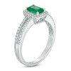 Thumbnail Image 2 of Emerald and 1/3 CT. T.W. Diamond Frame Engagement Ring in 14K White Gold