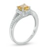 Thumbnail Image 2 of 6.0mm Cushion-Cut Yellow Beryl and 1/5 CT. T.W. Diamond Frame Engagement Ring in 14K White Gold
