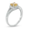 Thumbnail Image 1 of 6.0mm Cushion-Cut Yellow Beryl and 1/5 CT. T.W. Diamond Frame Engagement Ring in 14K White Gold