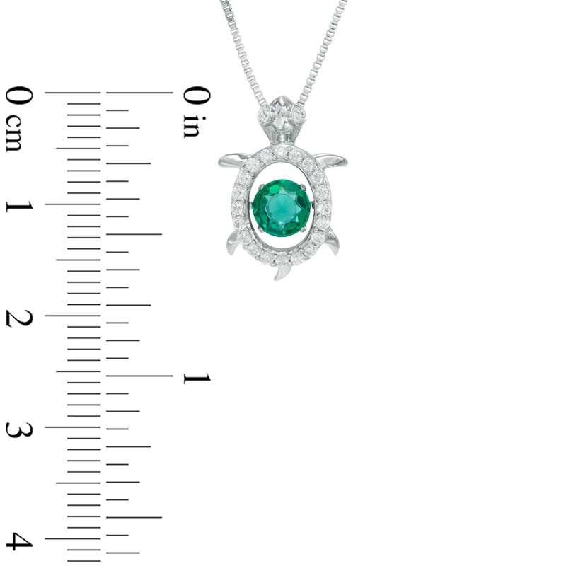 Main Image 2 of 5.0mm Green Quartz Triplet and Lab-Created White Sapphire Turtle Pendant in Sterling Silver