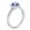 Thumbnail Image 2 of 6.0mm Tanzanite and 1/4 CT. T.W. Diamond Frame Bridal Set in 14K White Gold