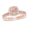 Thumbnail Image 1 of 6.0mm Morganite and 1/4 CT. T.W. Diamond Frame Bridal Set in 14K Rose Gold