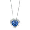 Thumbnail Image 0 of 9.0mm Heart-Shaped Lab-Created Blue and White Sapphire Frame Pendant in Sterling Silver