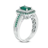 Thumbnail Image 2 of Lab-Created Emerald and White Sapphire Double Frame Ring in Sterling Silver