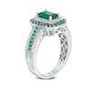 Thumbnail Image 1 of Lab-Created Emerald and White Sapphire Double Frame Ring in Sterling Silver