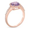 Thumbnail Image 1 of Cushion-Cut Amethyst and Lab-Created White Sapphire Ring in Sterling Silver and 14K Rose Gold Plate