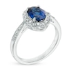 Thumbnail Image 2 of Oval Lab-Created Blue and White Sapphire Vintage-Style Frame Pendant and Ring Set in Sterling Silver