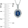 Thumbnail Image 3 of Oval Lab-Created Blue and White Sapphire Vintage-Style Frame Pendant and Ring Set in Sterling Silver