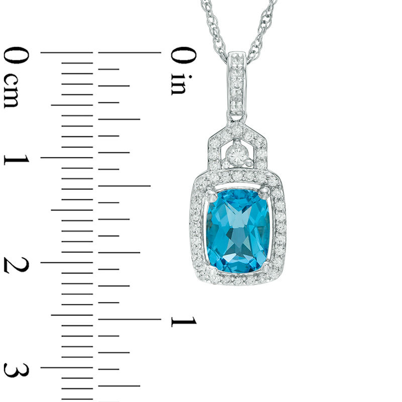 Main Image 3 of Blue Topaz and Lab-Created White Sapphire Pendant and Framed Ring Set in Sterling Silver