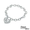 Thumbnail Image 1 of Forever Locking Love™ 1/10 CT. T.W. Diamond Heart-Shaped Lock Charm Bracelet in Sterling Silver - 7.5"