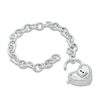 Thumbnail Image 1 of Forever Locking Love™ 1/10 CT. T.W. Diamond Heart-Shaped Lock Charm Bracelet in Sterling Silver - 7.5"