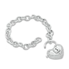 Thumbnail Image 2 of Forever Locking Love™ 1/10 CT. T.W. Diamond Heart-Shaped Lock Charm Bracelet in Sterling Silver - 7.5"